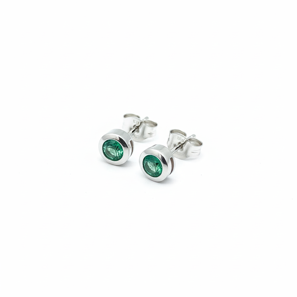 Pendientes Oro Blanco y Esmeralda