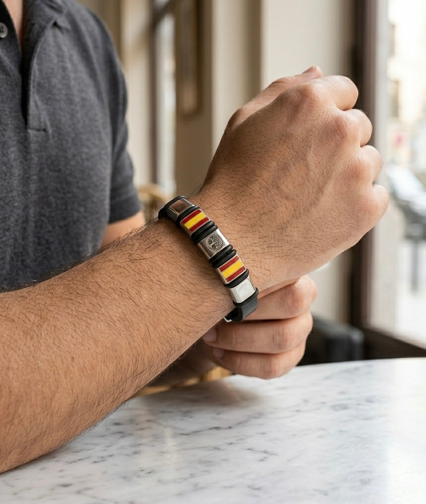 Pulsera de Acero y Cuero Híspalis Vida