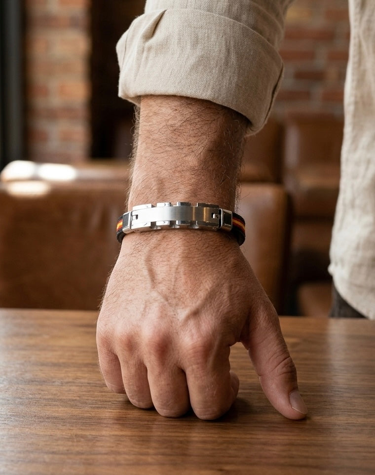 Pulsera de Acero y Piel Híspalis Sevilla