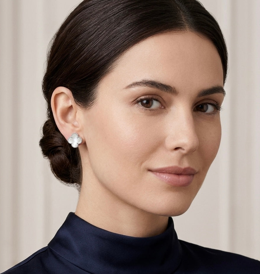Pendientes de Plata Trébol Nácar