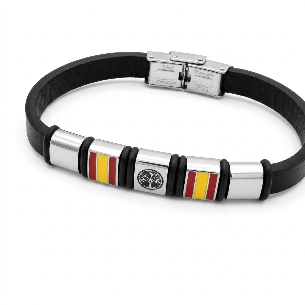 Pulsera de Acero y Cuero Híspalis Vida