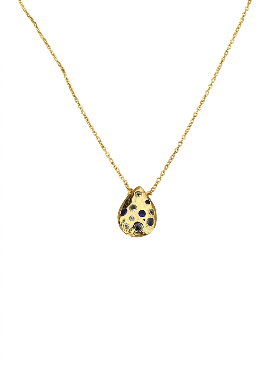 Collar de Plata Dorada Gotas