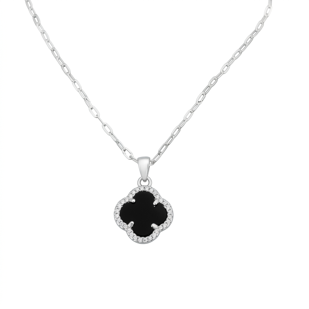 Collar de Plata Tréboles Onix
