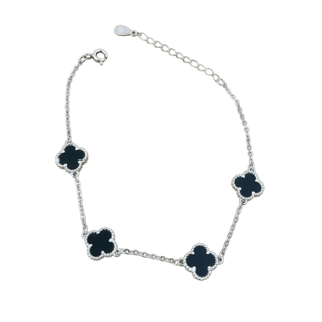 Pulsera de Plata Tréboles Onix