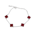 Pulsera de Plata Trébol Granate